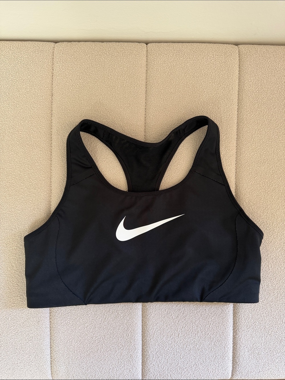 Nike Black Sports Bra with White Swoosh Logo